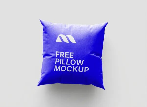 Square Pillow Mockup Front View — Clean Studio Overhead (PSD)