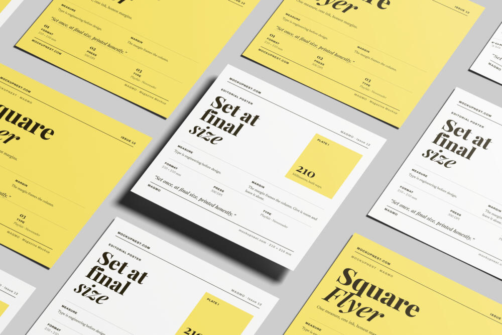 Square Poster Mockup On Surface