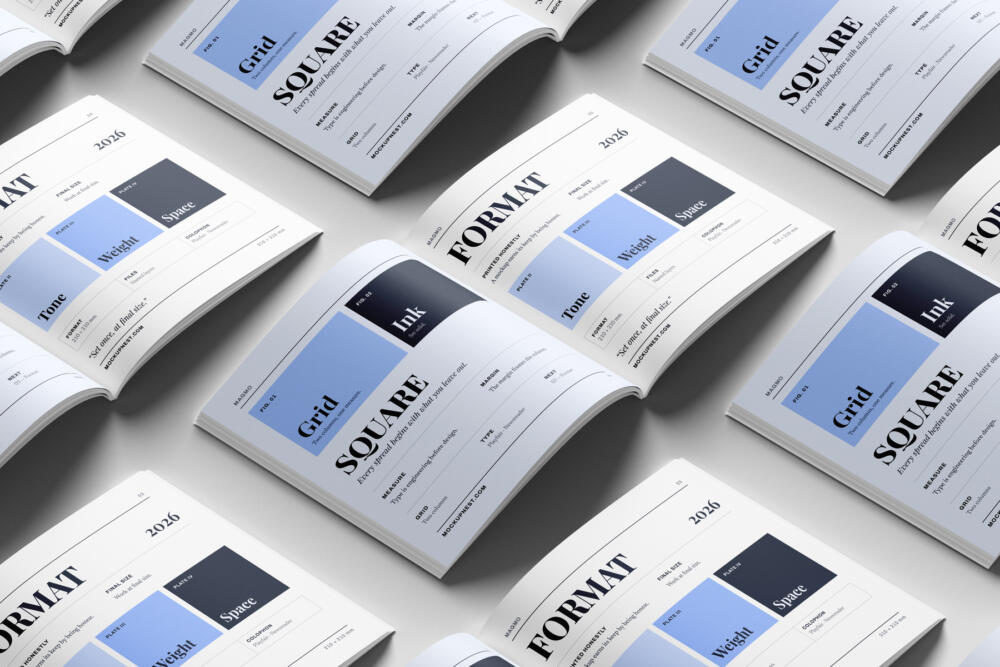 Square Print Magazine Mockup PSD