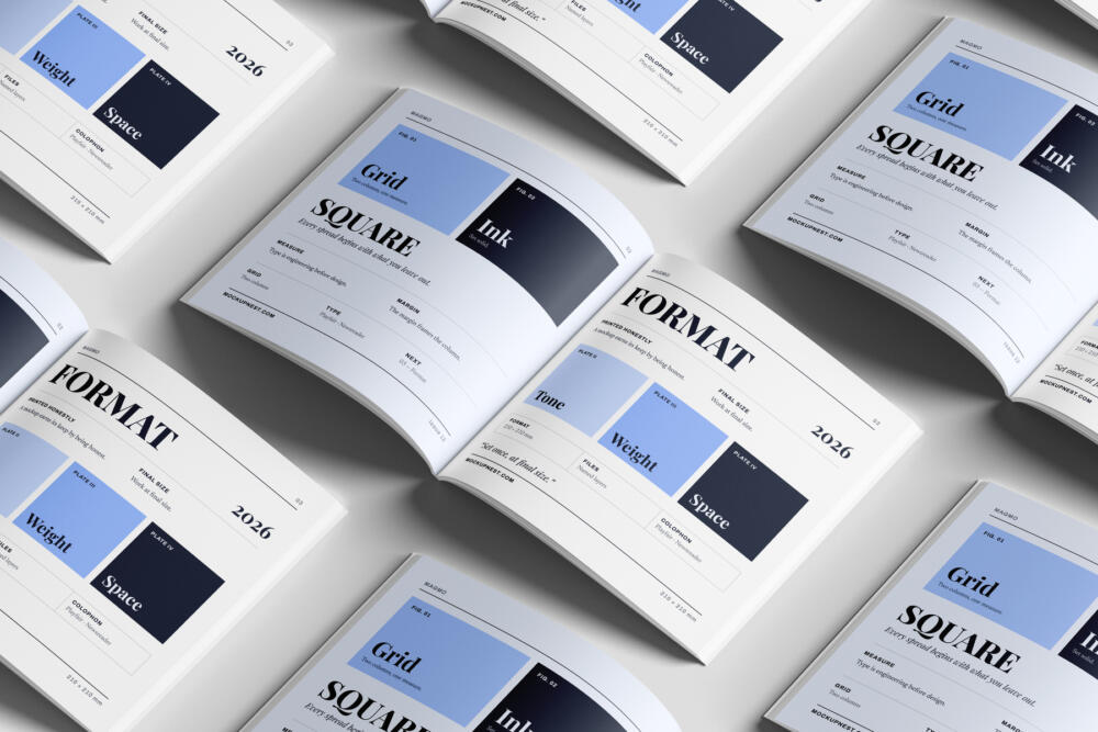 Square Print Magazine Mockup