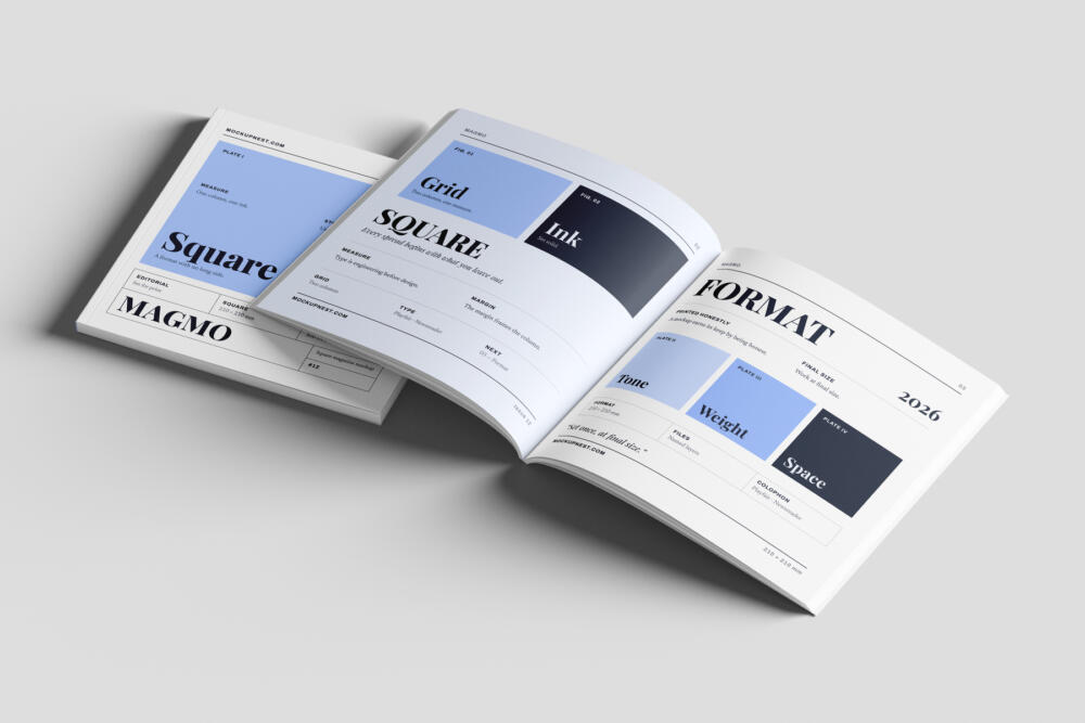 Square Professional Magazine Mockup PSD