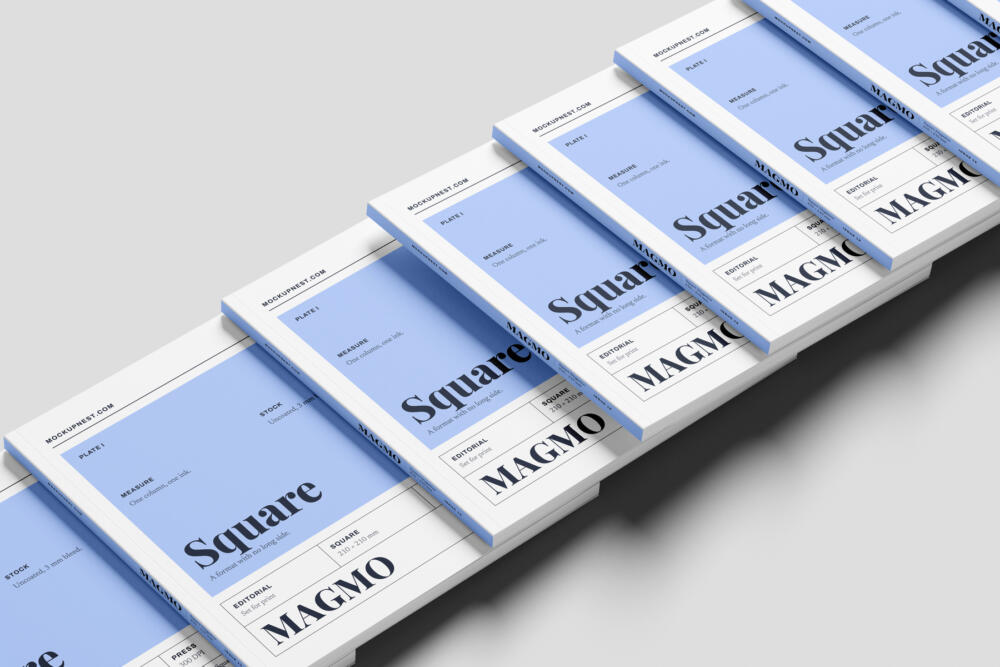 Square Publishing Magazine Mockup PSD On Magazine Stack