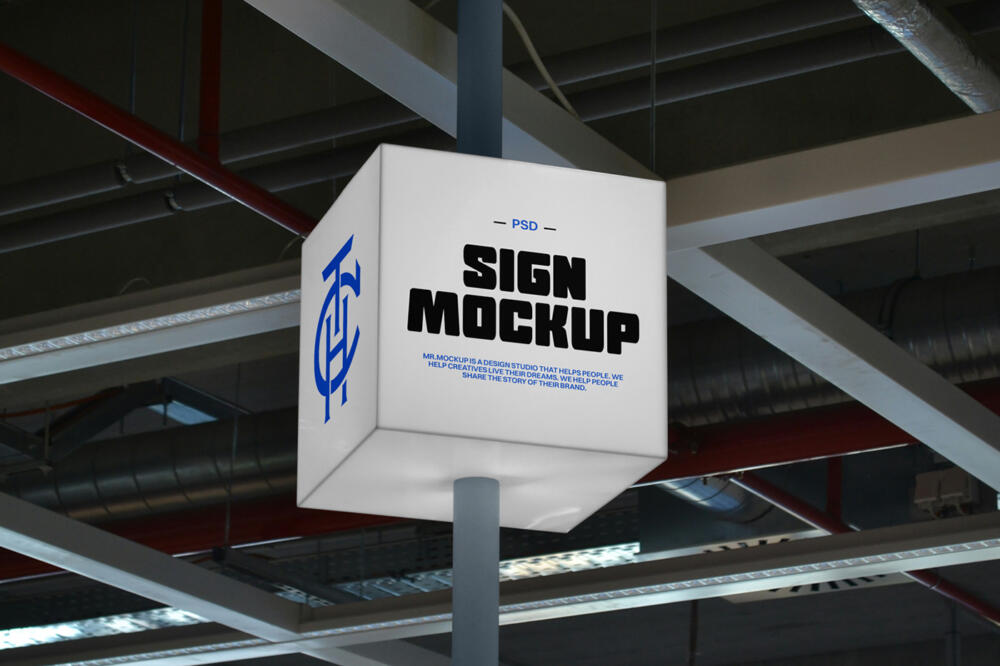 Square Shape Signage Mockup