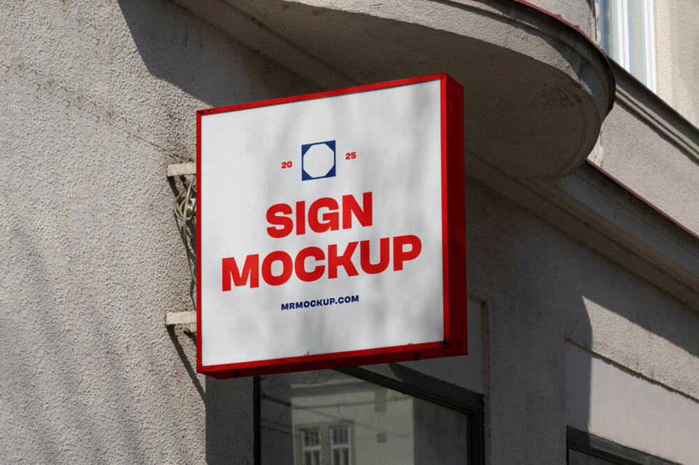 Square Street Sign Mockup