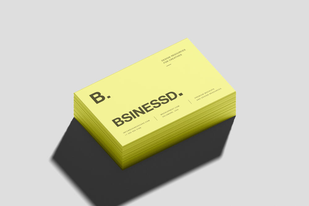 Stacked 85x55 Business Card Mockup High Angle View