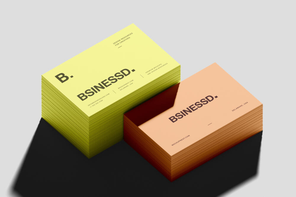 Stacked 85x55 Business Card Mockup In Studio Light