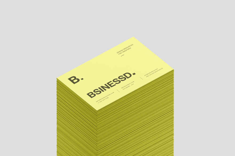 Stacked 85x55 Business Card Mockup On Floor