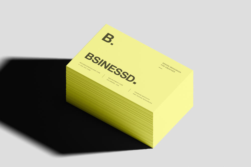 Stacked 85x55 Business Card Mockup Shadow Overlay