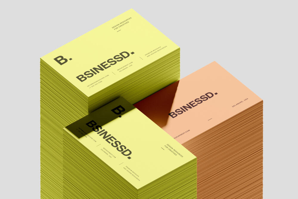 Stacked 85x55 Business Card Mockup