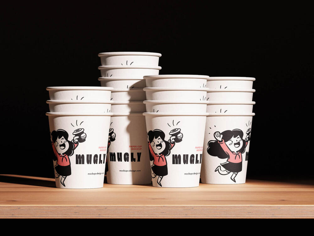 Stacked paper cup mockup