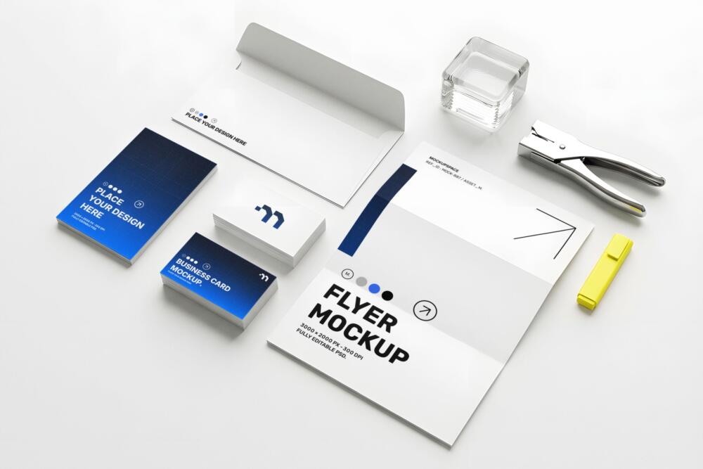 Stationery Branding and Flyer Mockup