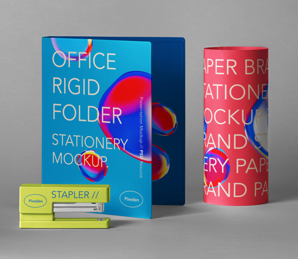 Stationery Psd Folder Mockup Scene