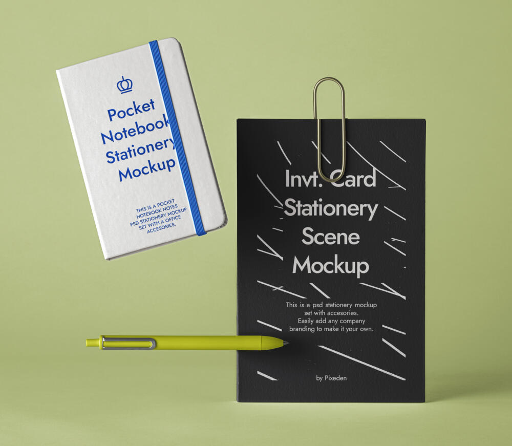 Stationery Psd Notebook Mockup Scene