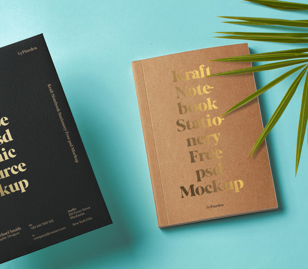 Stationery Set Kraft Notebook Psd Mockup