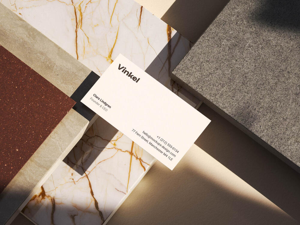 Stone sample 90x50 mm business card mockup