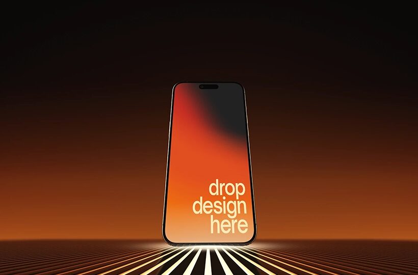 Studio Phone Mockup PSD, Cinematic Device Scene