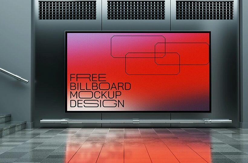 Subway Display Screen Mockup, PSD