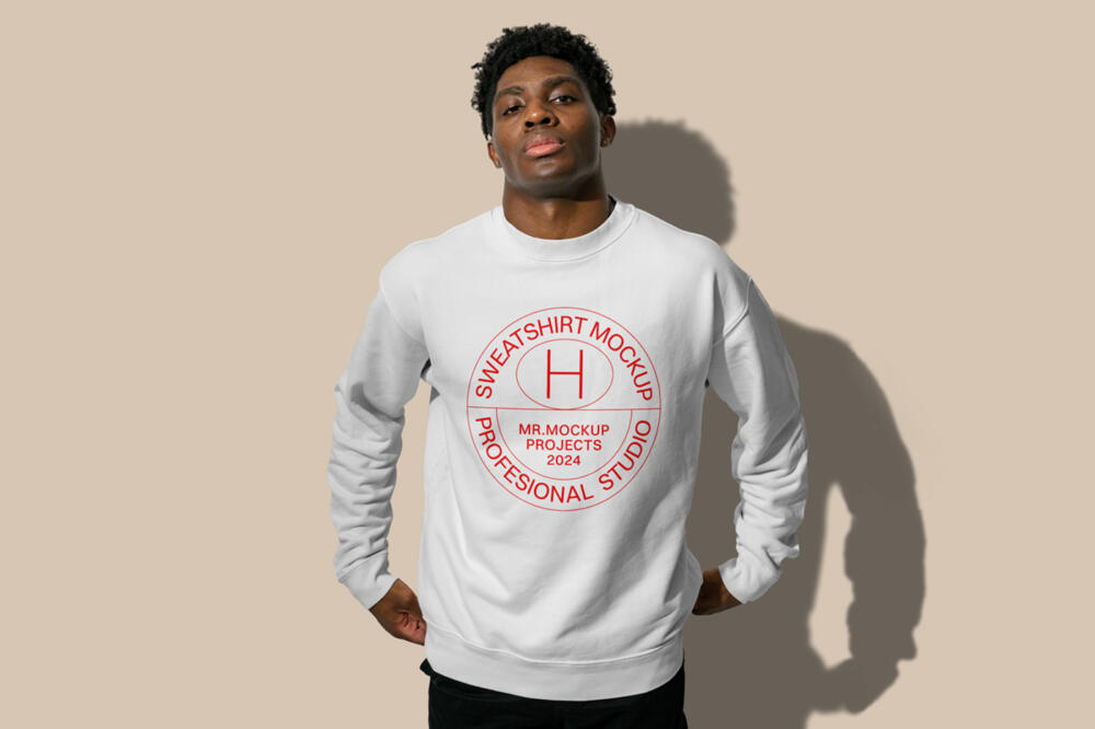 Sweatshirt on Men Mockup
