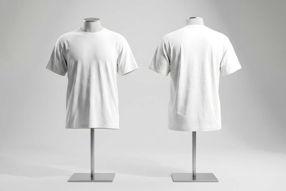 T-Shirt Front and Back View Mockup on Stand