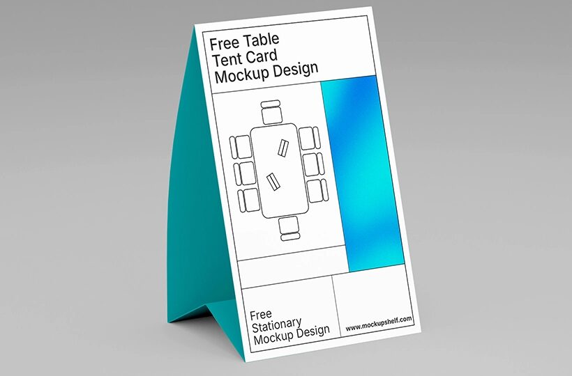 Table Tent Card Mockup PSD, Clean Studio Scene