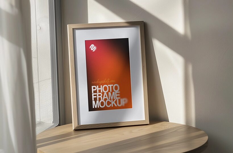 Tabletop Photo Frame Mockup PSD, Window Side Scene