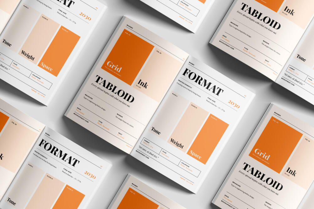 Tabloid Magazine Mockup On Surface