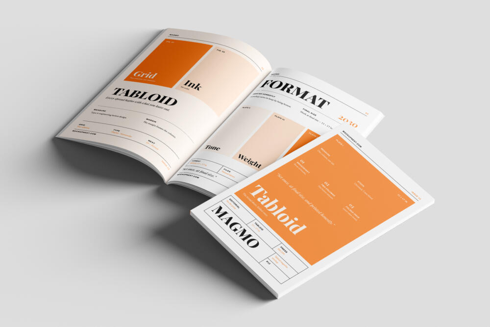 Tabloid Publishing Magazine Mockup On Surface