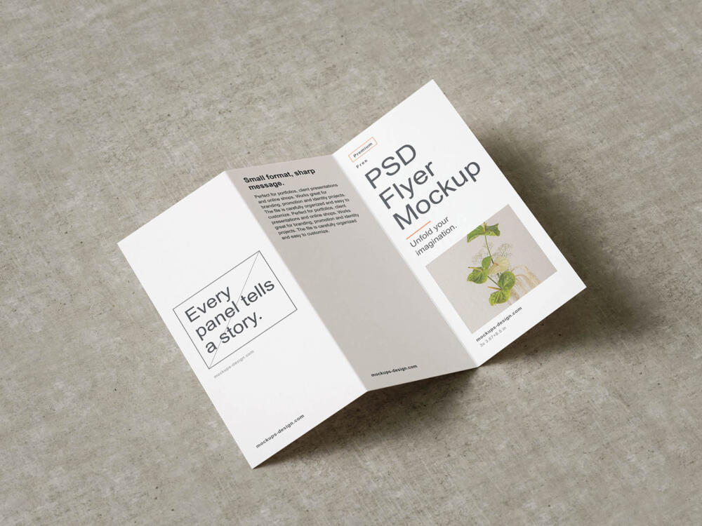 Textured trifold brochure mockup