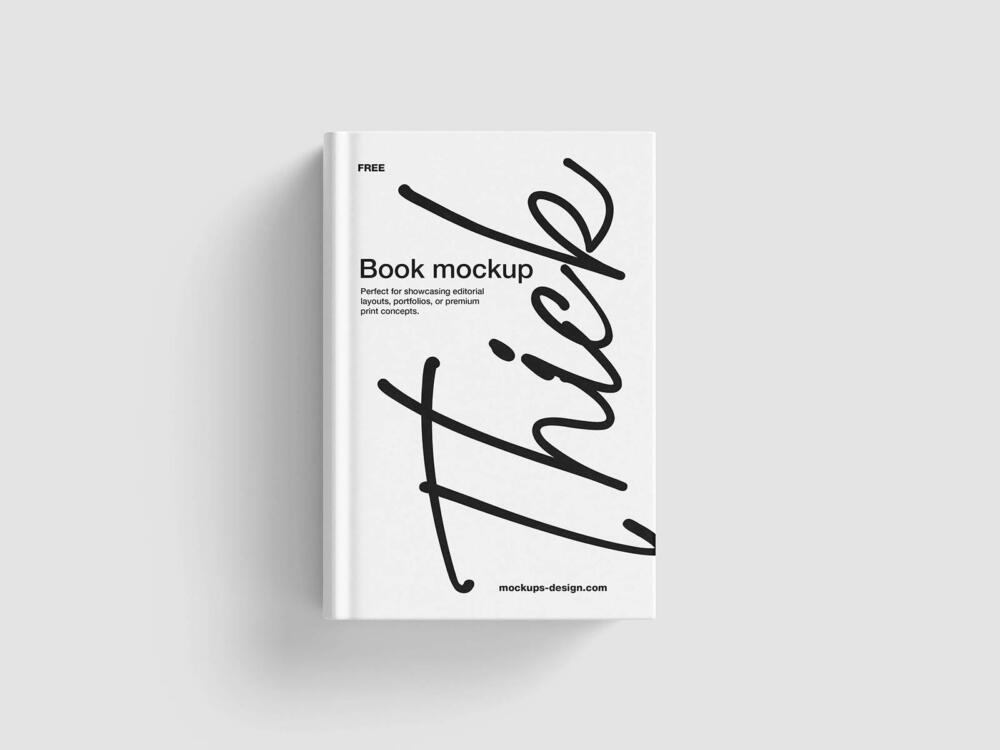 Thick hardcover book mockup