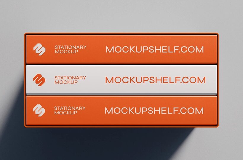 Three Book Box Stationery Mockup, PSD