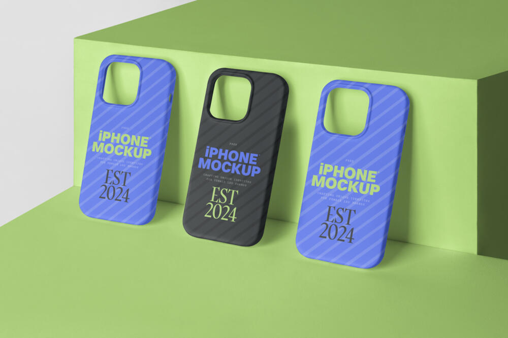 Three iPhone Cases Mockup