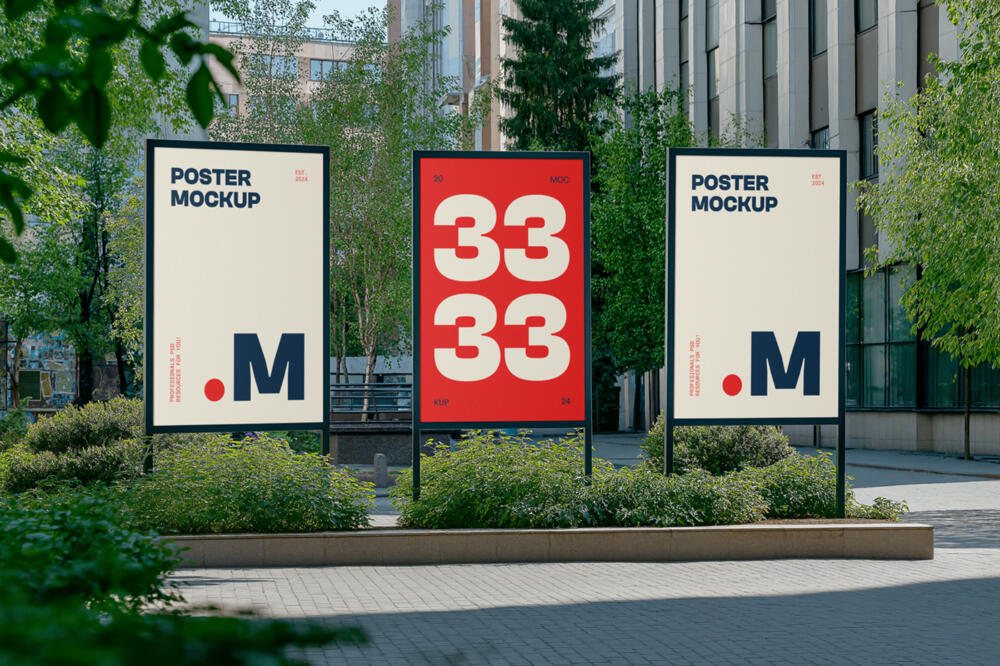 Three Posters in the Big City Mockup