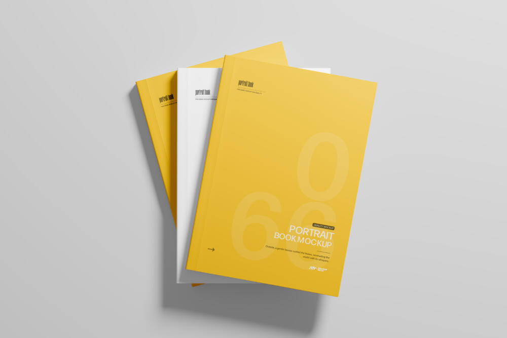 Three Softcover Book Mockup From Top View