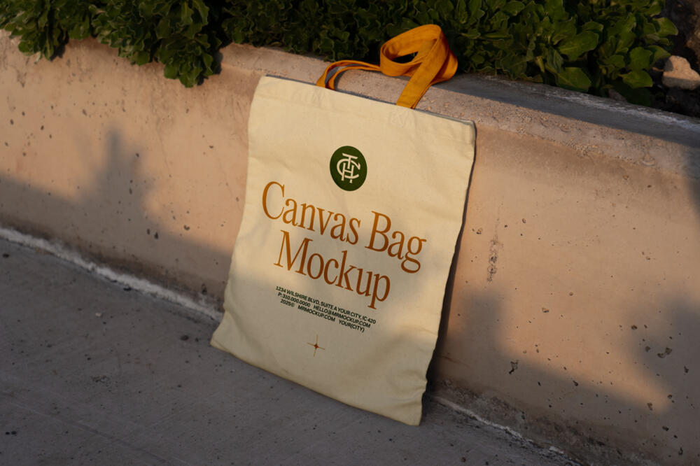 Tote Bag Based on Wall Mockup