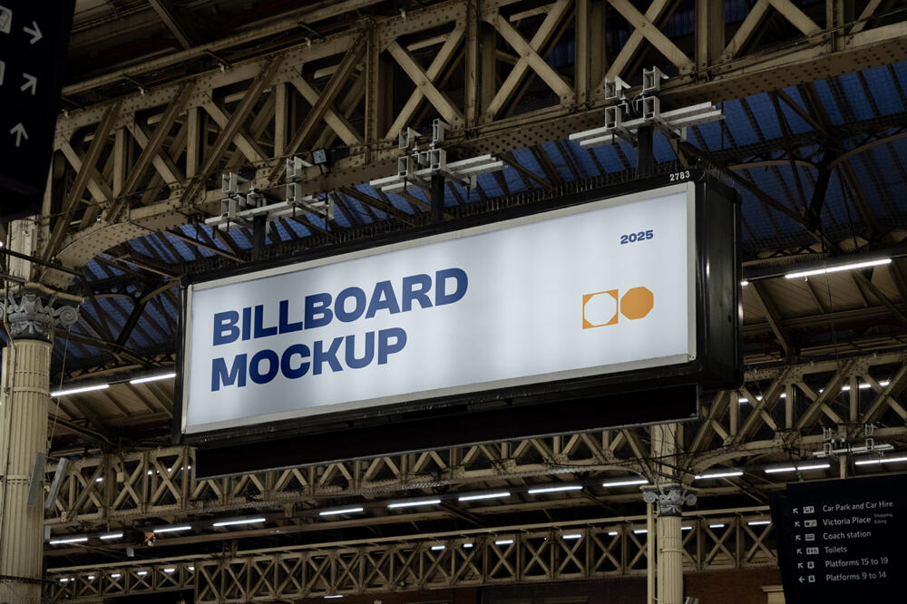 Train Station Billboard Mockup