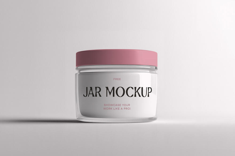 Transparent Glass Cosmetic Jar Mockup