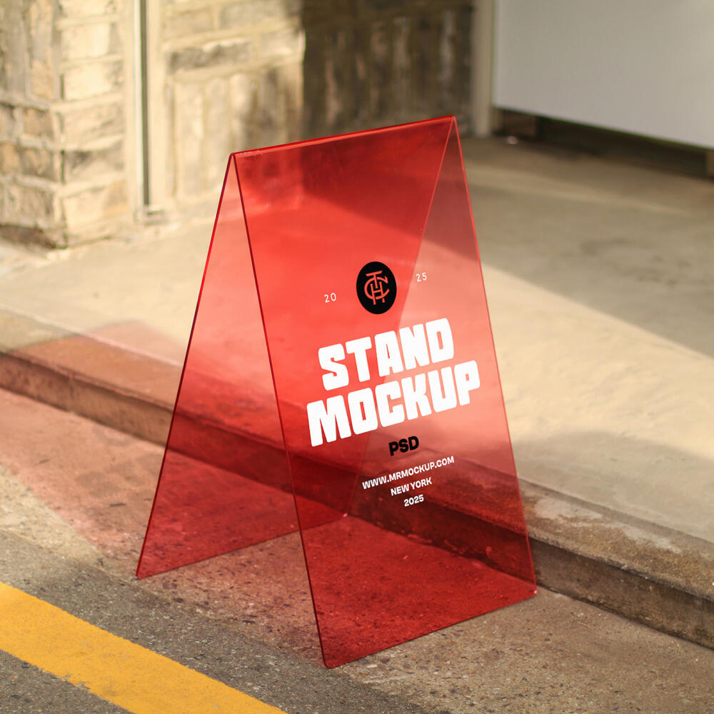 Transparent Stand on the Street Mockup