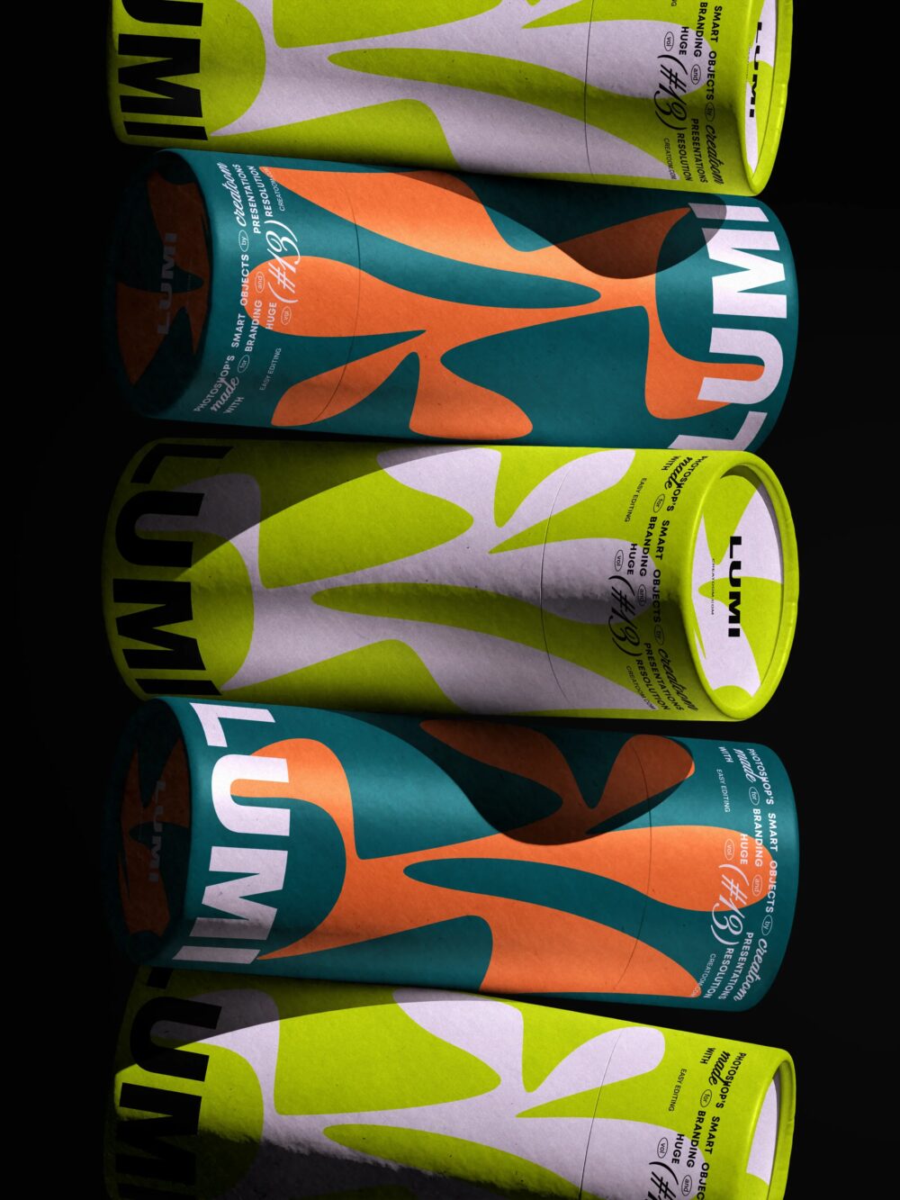 Tube Mockups On Dark Background Front View | Mockup store
