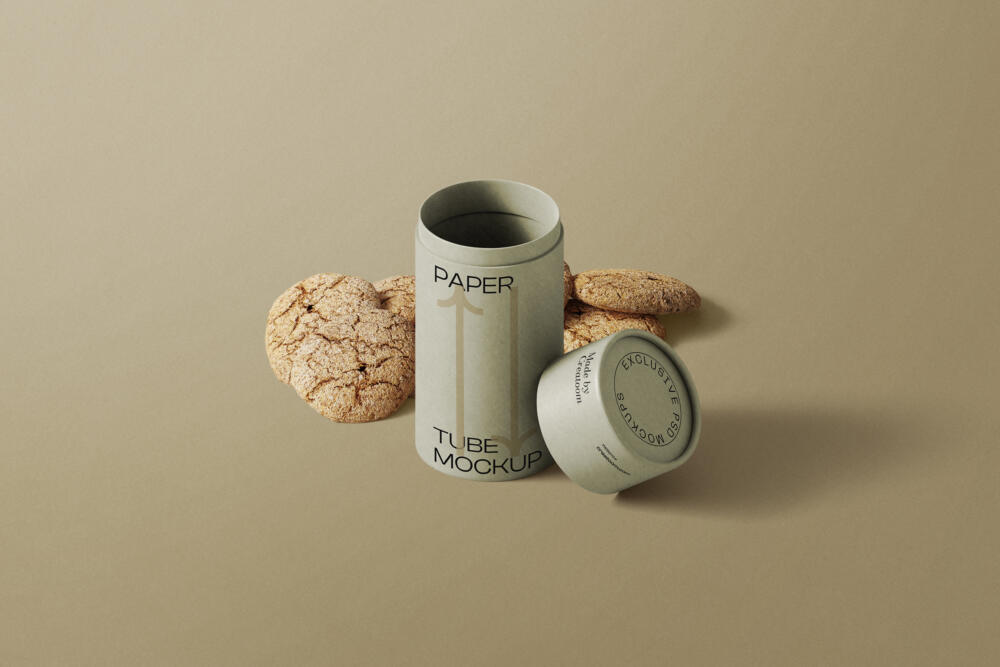 Tube Mockups With Cookies Isometric