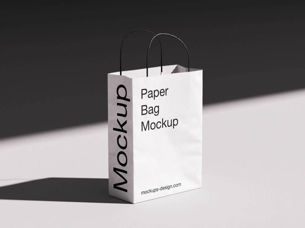 Twisted handle paper bag mockup