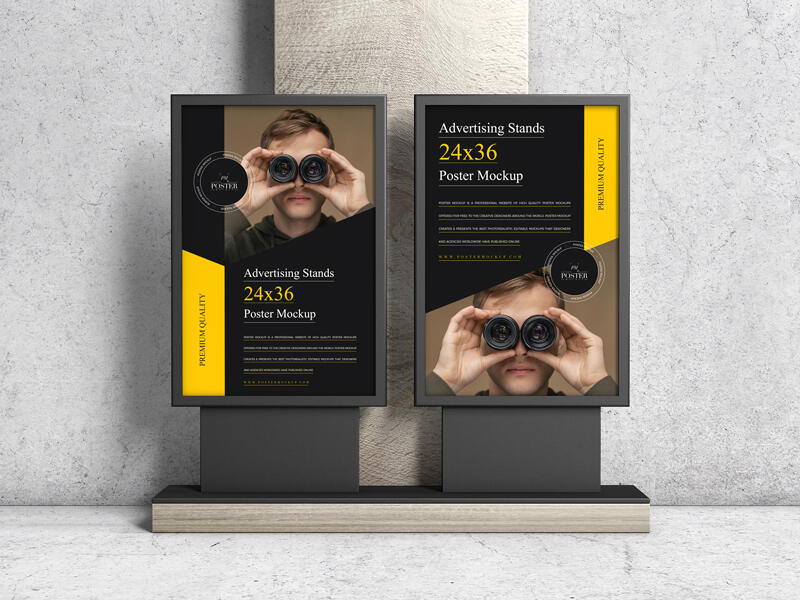 Two Advertising Stands 24x36 Poster Mockup