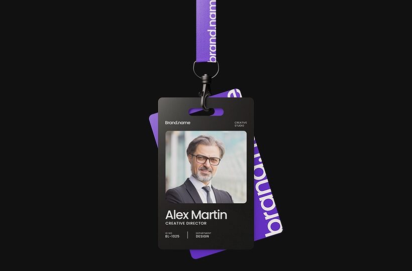 Two ID Card Mockup with Lanyards