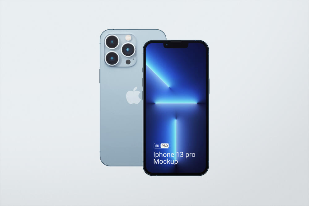 Two Iphones 13 Pro On White Background Front View
