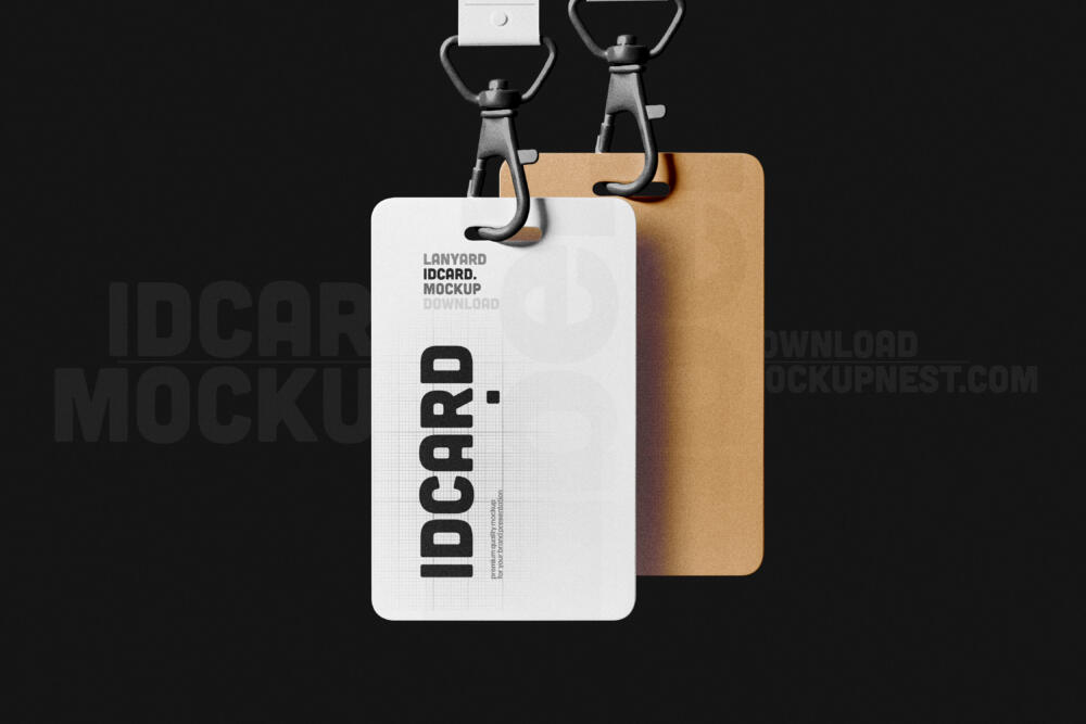 Two Lanyard ID Card Mockup
