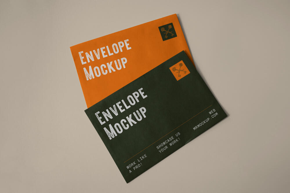 Two Lying Paper Envelope Mockups