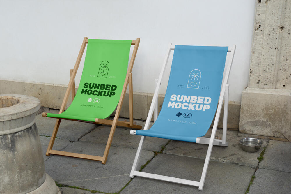 Two Outdoor Sunbed Mockup
