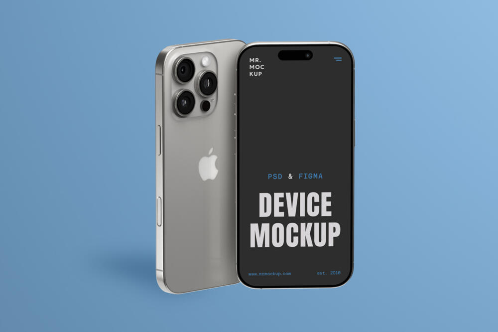 Two Standing Front View iPhone 16 Pro Mockups