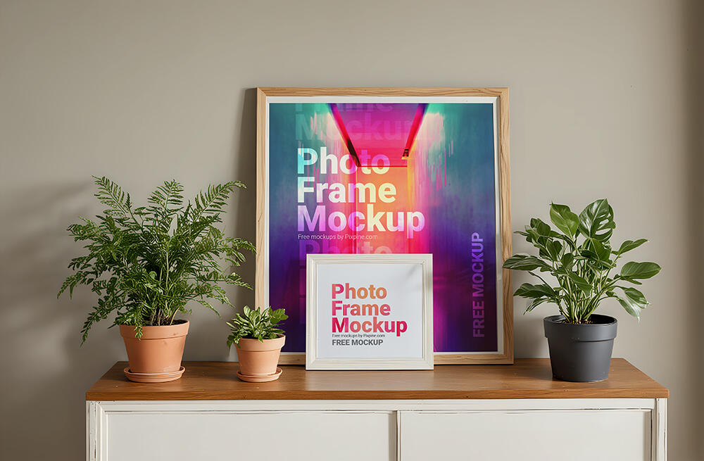 Two Wooden Photo Frames Mockup