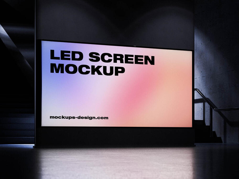 Underground LED screen billboard mockup