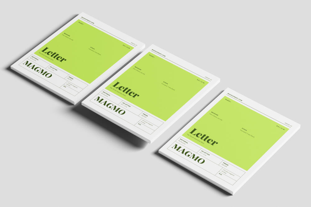 US Letter Branding Magazine Mockup Angled Perspective